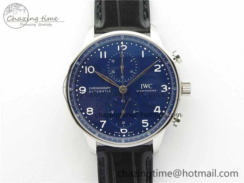 EasyCare Portugieser Chronograph Edition 150 Years IW371601 ZF 1:1 Best Edition Blue Dial on Black Leather Strap A7750 (Slim Movement) 7137