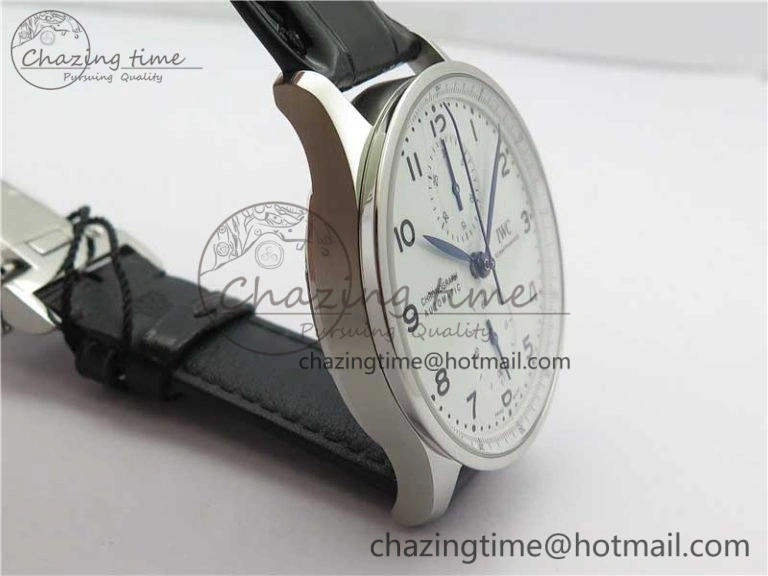 ZeroBulk Portugieser Chronograph Edition “150 Years” IW371602 ZF 1:1 Best Edition White Dial on Black Leather Strap A7750 (Slim Movement) 7120