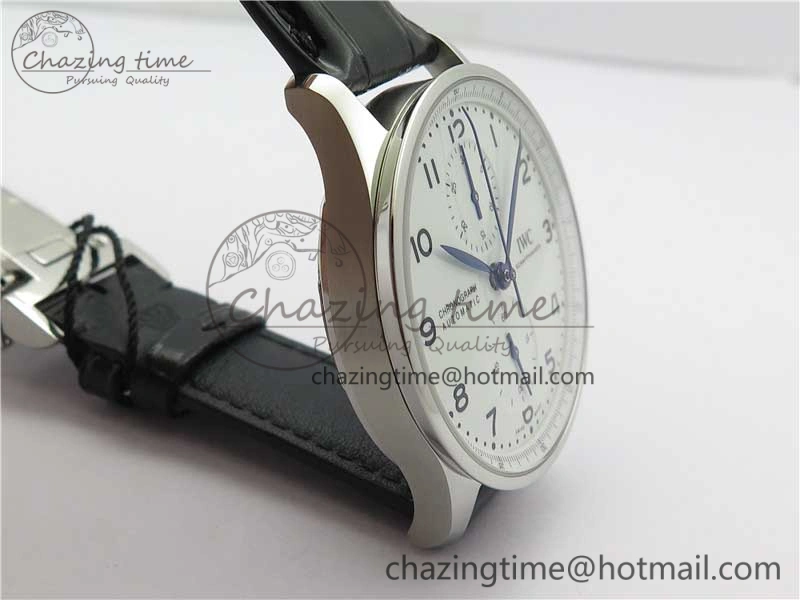 ZeroBulk Portugieser Chronograph Edition “150 Years” IW371602 ZF 1:1 Best Edition White Dial on Black Leather Strap A7750 (Slim Movement) 7120
