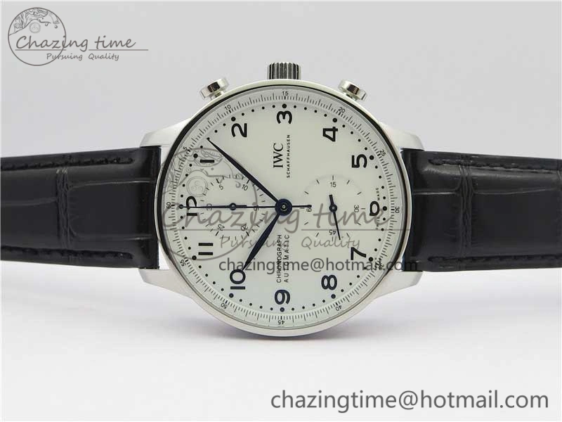 ZeroBulk Portugieser Chronograph Edition “150 Years” IW371602 ZF 1:1 Best Edition White Dial on Black Leather Strap A7750 (Slim Movement) 7120