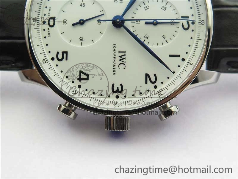 ZeroBulk Portugieser Chronograph Edition “150 Years” IW371602 ZF 1:1 Best Edition White Dial on Black Leather Strap A7750 (Slim Movement) 7120