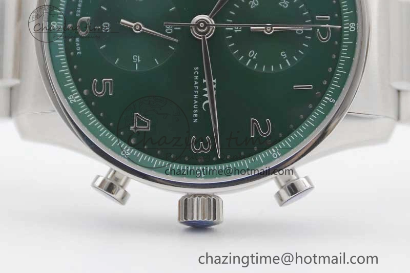 Portugieser Chronograph IW371615 ZF Best Edition Green Dial on SS Bracelet A7750 (Slim Movement) ZeroBulk 7038