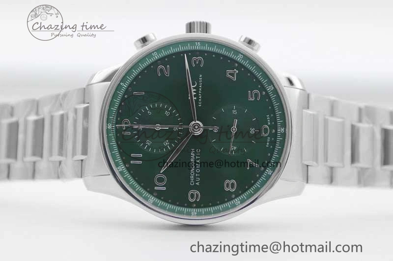Portugieser Chronograph IW371615 ZF Best Edition Green Dial on SS Bracelet A7750 (Slim Movement) ZeroBulk 7038