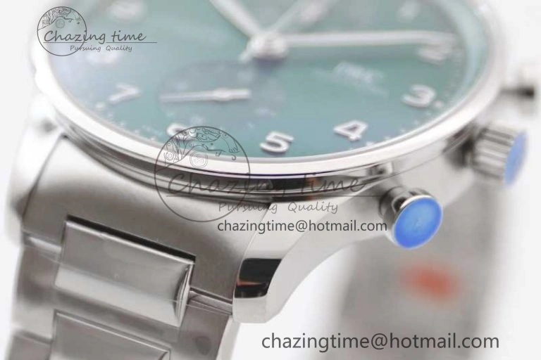 Portugieser Chronograph IW371615 ZF Best Edition Green Dial on SS Bracelet A7750 (Slim Movement) ZeroBulk 7038