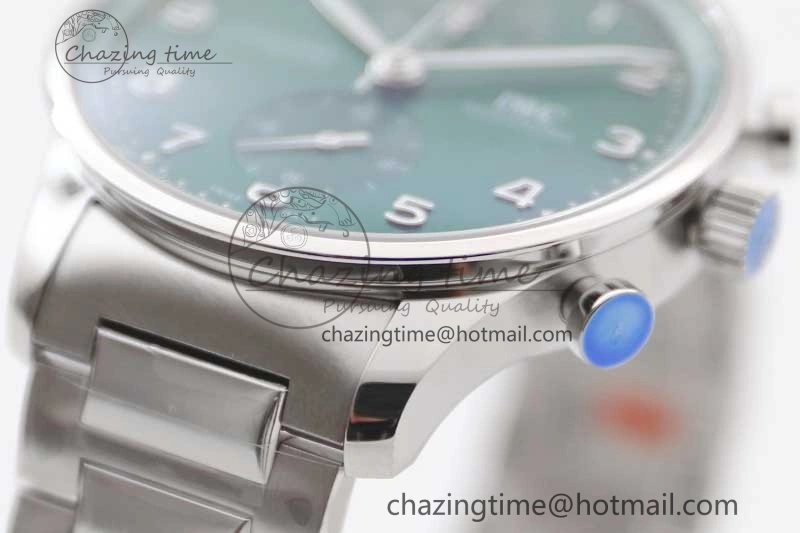 Portugieser Chronograph IW371615 ZF Best Edition Green Dial on SS Bracelet A7750 (Slim Movement) ZeroBulk 7038