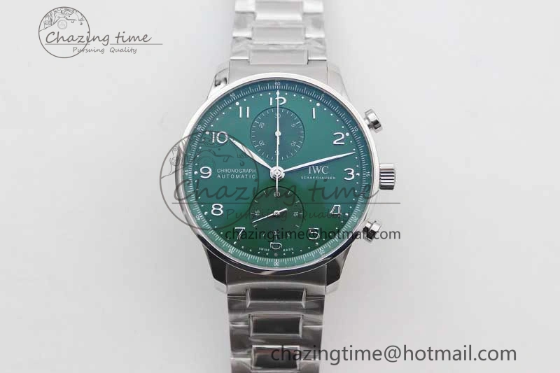 Portugieser Chronograph IW371615 ZF Best Edition Green Dial on SS Bracelet A7750 (Slim Movement) ZeroBulk 7038