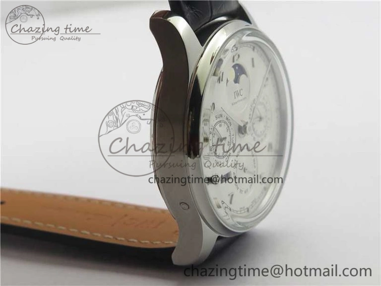 FlexibleFit Portugieser Perpetual Calendar IW503301 V9F 1:1 Best Edition Silver Dial on Black Leather Strap A 7116