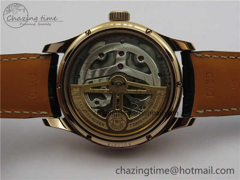 Stretchable Portugieser Perpetual Calendar IW503302 RG V9F 1:1 Best Edition Blue Dial on Black Leather Strap A 7098