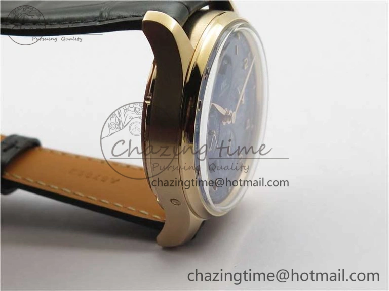 Stretchable Portugieser Perpetual Calendar IW503302 RG V9F 1:1 Best Edition Blue Dial on Black Leather Strap A 7098