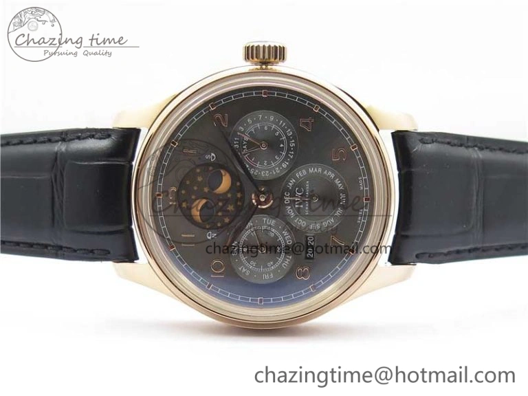 Portugieser Perpetual Calendar IW503302 RG V9F 1:1 Best Edition Gray Dial on Black Leather Strap A Supportive 7096
