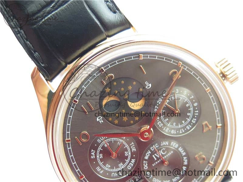 Portugieser Perpetual Calendar IW503302 RG V9F 1:1 Best Edition Gray Dial on Black Leather Strap A Supportive 7096