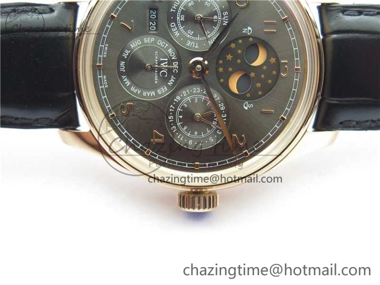 Portugieser Perpetual Calendar IW503302 RG V9F 1:1 Best Edition Gray Dial on Black Leather Strap A Supportive 7096