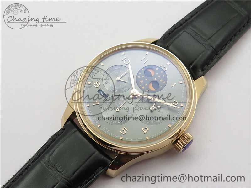 Portugieser Perpetual Calendar IW503302 RG V9F 1:1 Best Edition Gray Dial on Black Leather Strap A Supportive 7096