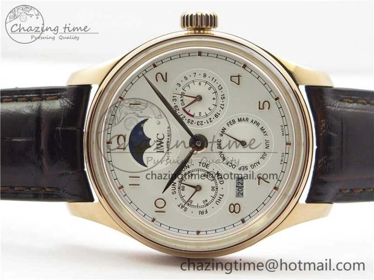 Portugieser Perpetual Calendar IW503302 RG V9F 1:1 Best Edition White Dial on Brown Leather Strap A Elegant 7113