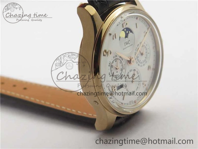 Portugieser Perpetual Calendar IW503302 RG V9F 1:1 Best Edition White Dial on Brown Leather Strap A Elegant 7113