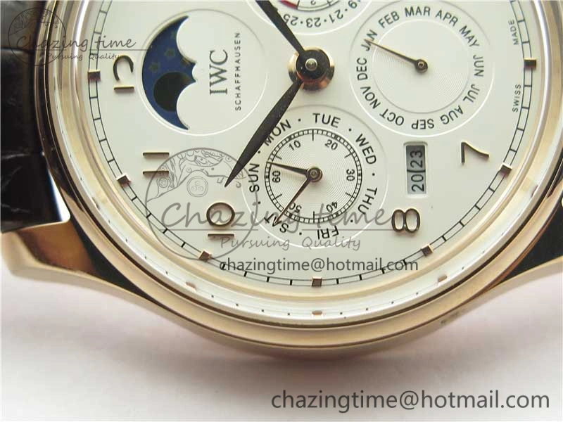 Portugieser Perpetual Calendar IW503302 RG V9F 1:1 Best Edition White Dial on Brown Leather Strap A Elegant 7113