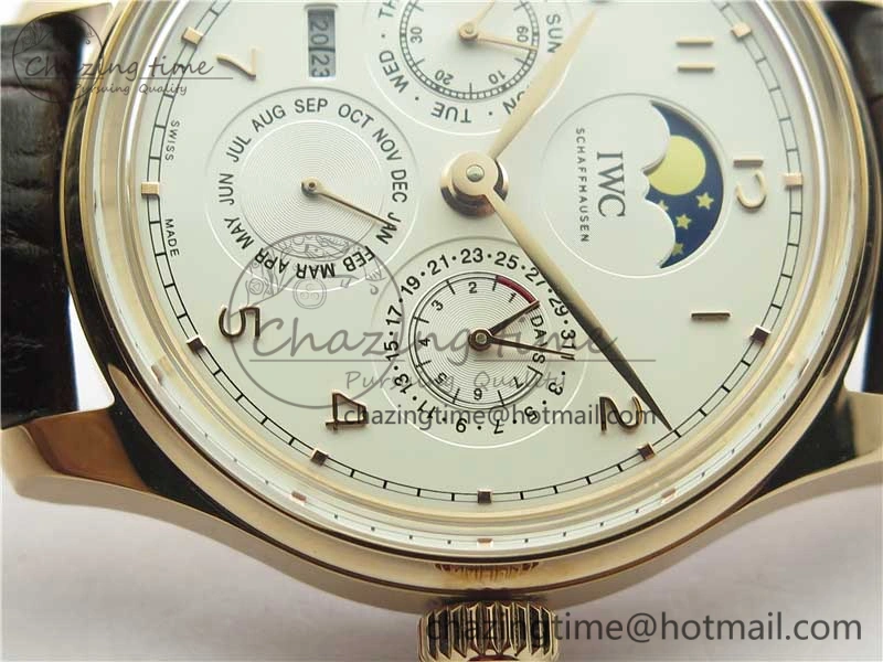 Portugieser Perpetual Calendar IW503302 RG V9F 1:1 Best Edition White Dial on Brown Leather Strap A Elegant 7113
