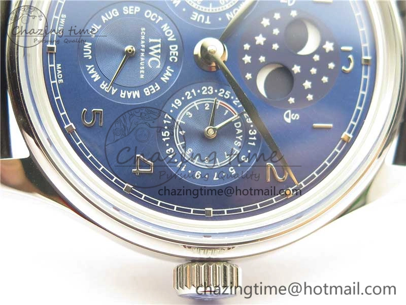 Portugieser Perpetual Calendar IW503401 V9F 1:1 Best Edition Blue Dial on Black Leather Strap A Breathable 7114