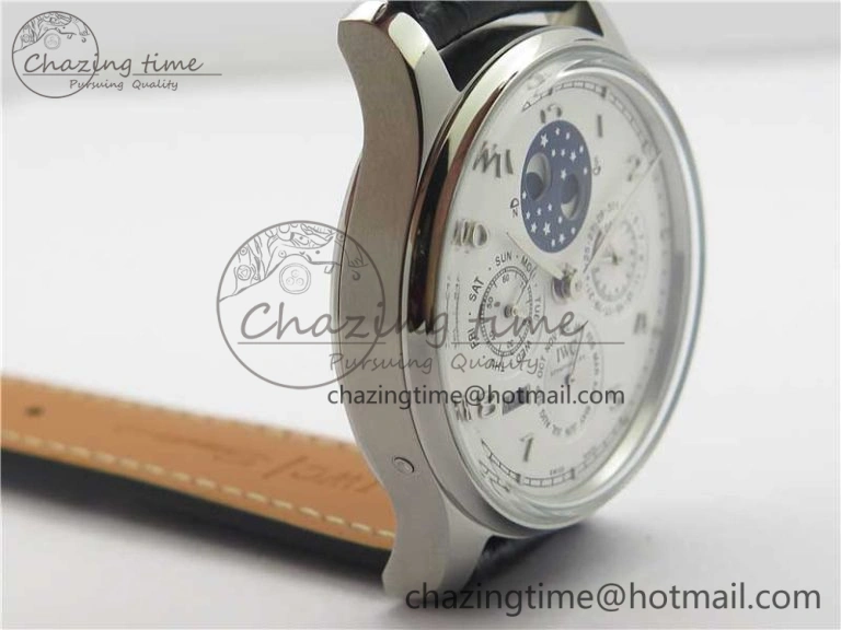 TopPick Portugieser Perpetual Calendar IW503406 V9F 1:1 Best Edition Silver Dial on Black Leather Strap A 7115