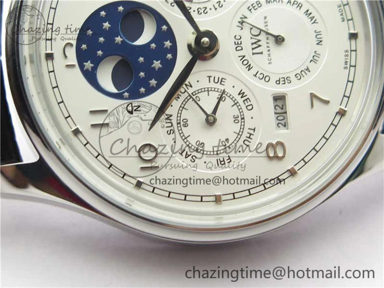 TopPick Portugieser Perpetual Calendar IW503406 V9F 1:1 Best Edition Silver Dial on Black Leather Strap A 7115