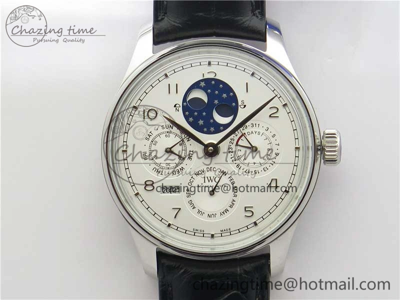 TopPick Portugieser Perpetual Calendar IW503406 V9F 1:1 Best Edition Silver Dial on Black Leather Strap A 7115