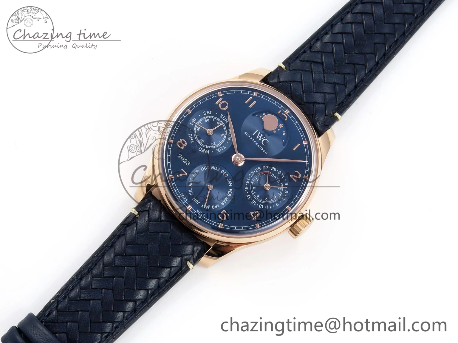 Portugieser Perpetual Calendar RG 5033 APSF 1:1 Best Edition Blue Dial on Black Leather Strap A52610 Clone WrinkleFree 7023