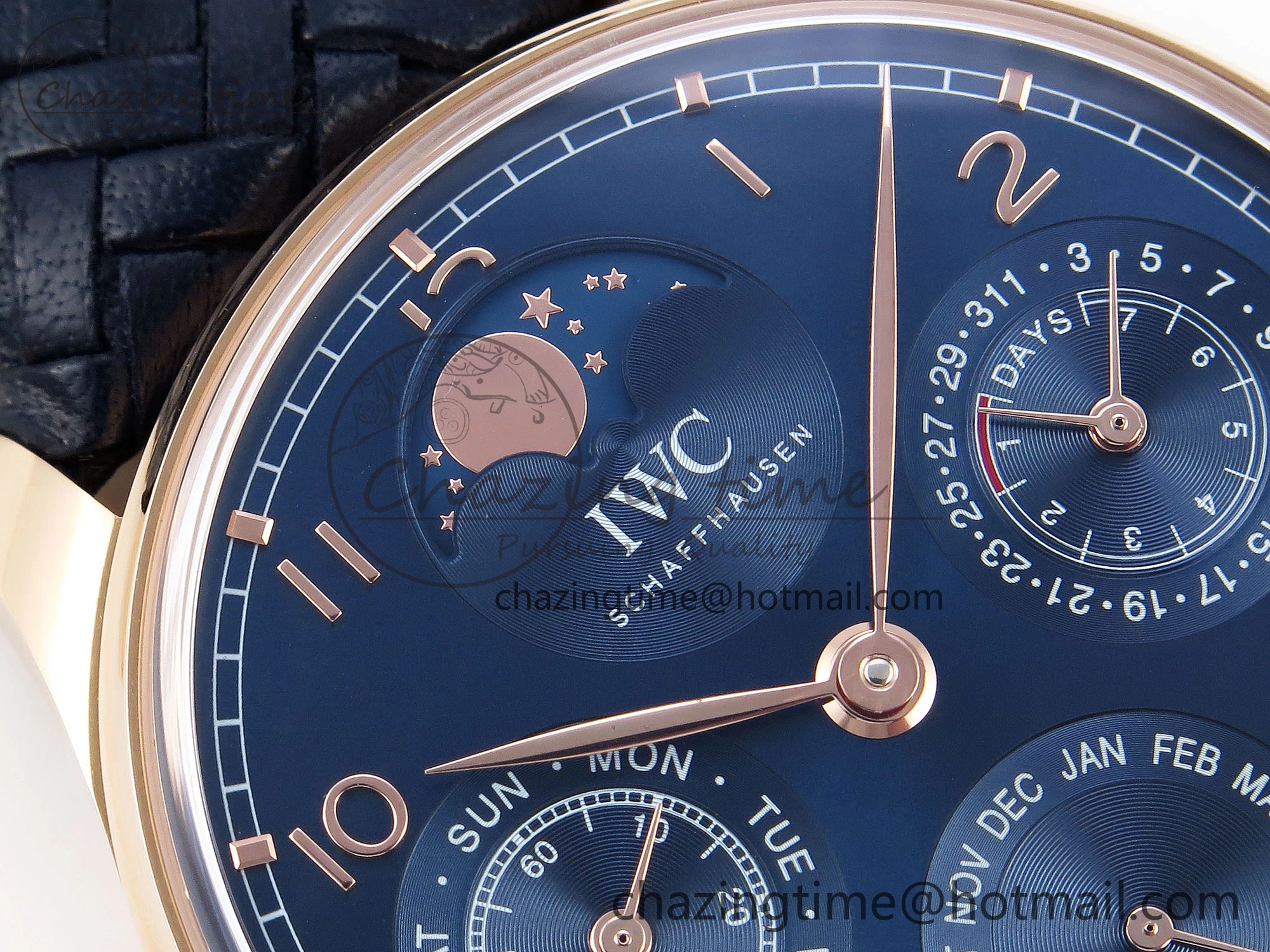 Portugieser Perpetual Calendar RG 5033 APSF 1:1 Best Edition Blue Dial on Black Leather Strap A52610 Clone WrinkleFree 7023