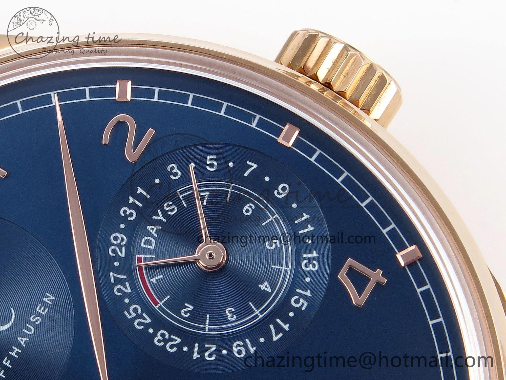 Portugieser Perpetual Calendar RG 5033 APSF 1:1 Best Edition Blue Dial on Black Leather Strap A52610 Clone WrinkleFree 7023