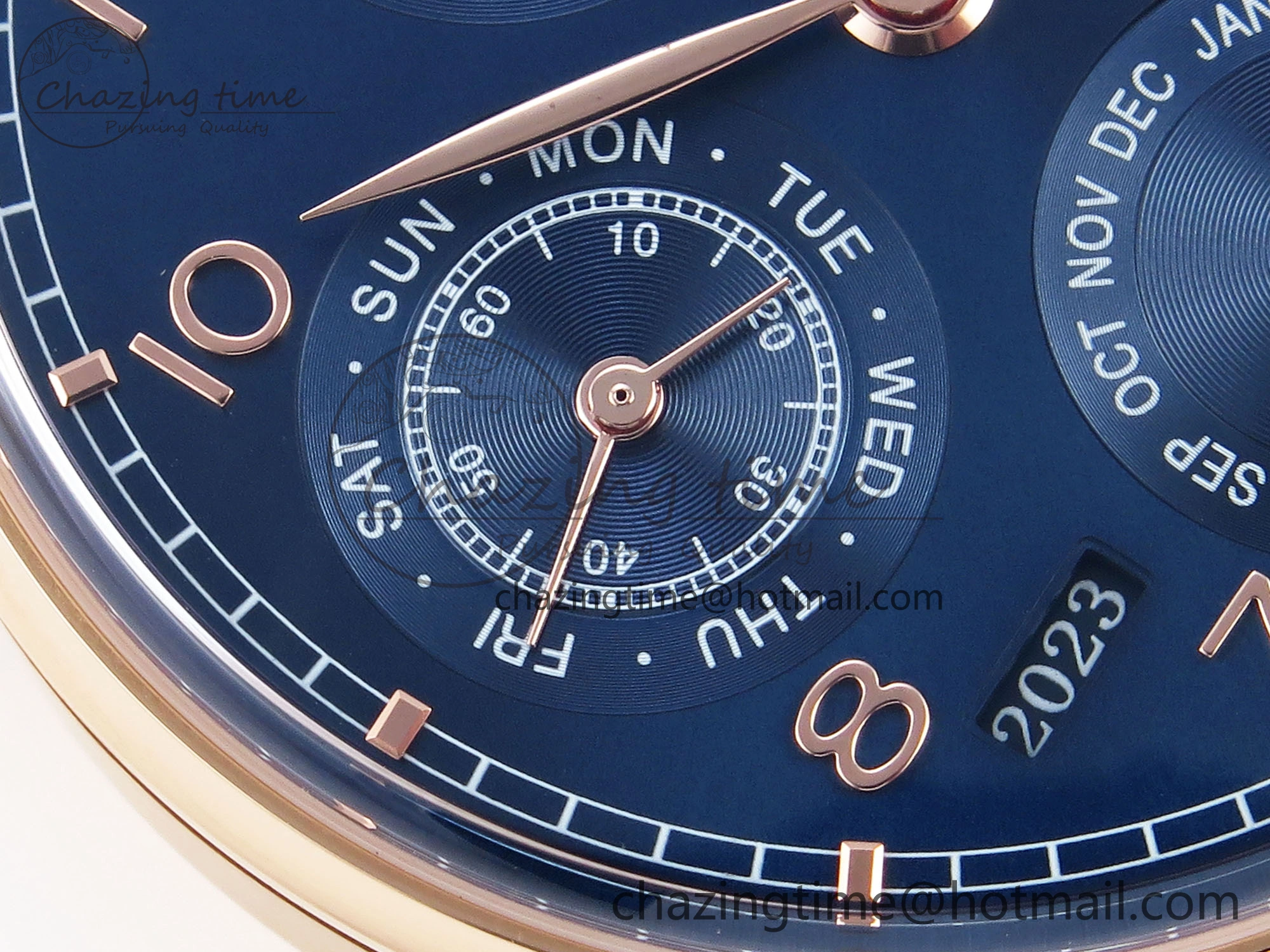 Portugieser Perpetual Calendar RG 5033 APSF 1:1 Best Edition Blue Dial on Black Leather Strap A52610 Clone WrinkleFree 7023