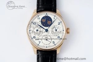 WeatherProof Portugieser Perpetual Calendar RG 5033 APSF 1:1 Best Edition White Dial on Black Leather Strap A52610 Clone 7043