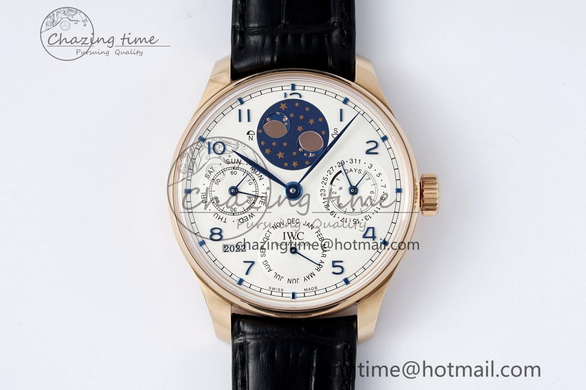 WeatherProof Portugieser Perpetual Calendar RG 5033 APSF 1:1 Best Edition White Dial on Black Leather Strap A52610 Clone 7043