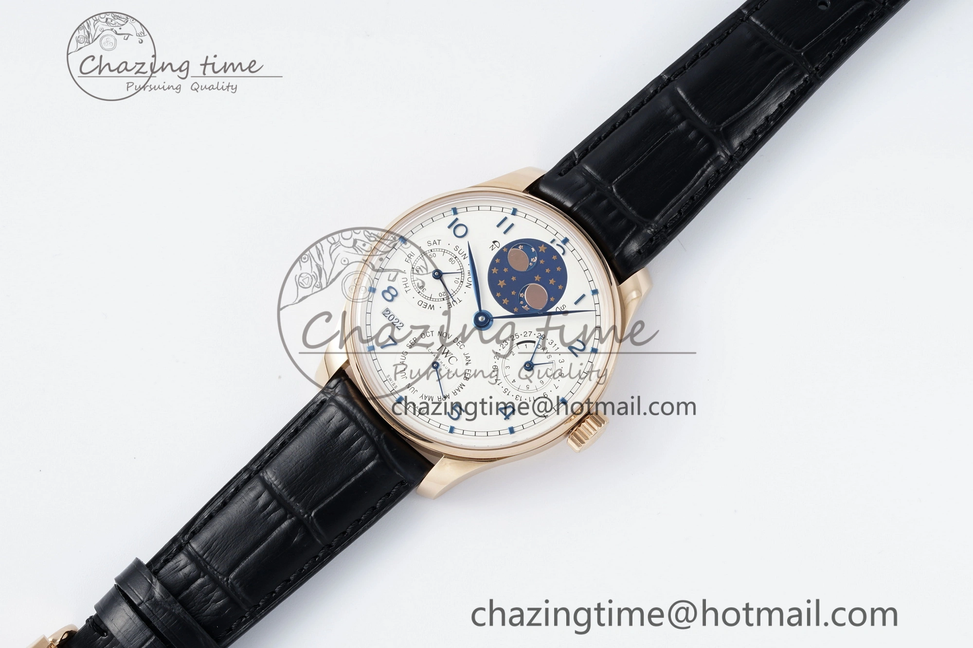 WeatherProof Portugieser Perpetual Calendar RG 5033 APSF 1:1 Best Edition White Dial on Black Leather Strap A52610 Clone 7043