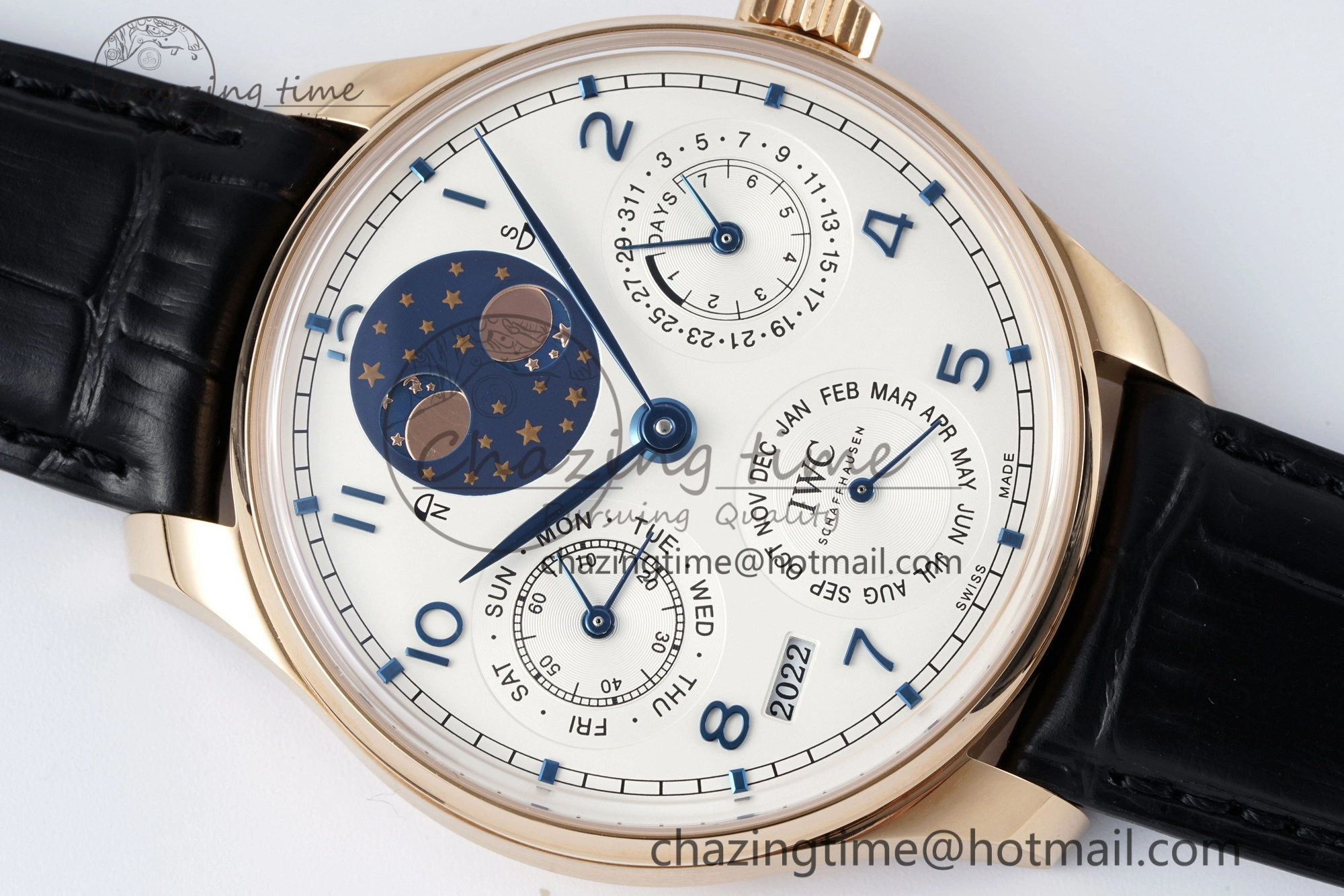 WeatherProof Portugieser Perpetual Calendar RG 5033 APSF 1:1 Best Edition White Dial on Black Leather Strap A52610 Clone 7043