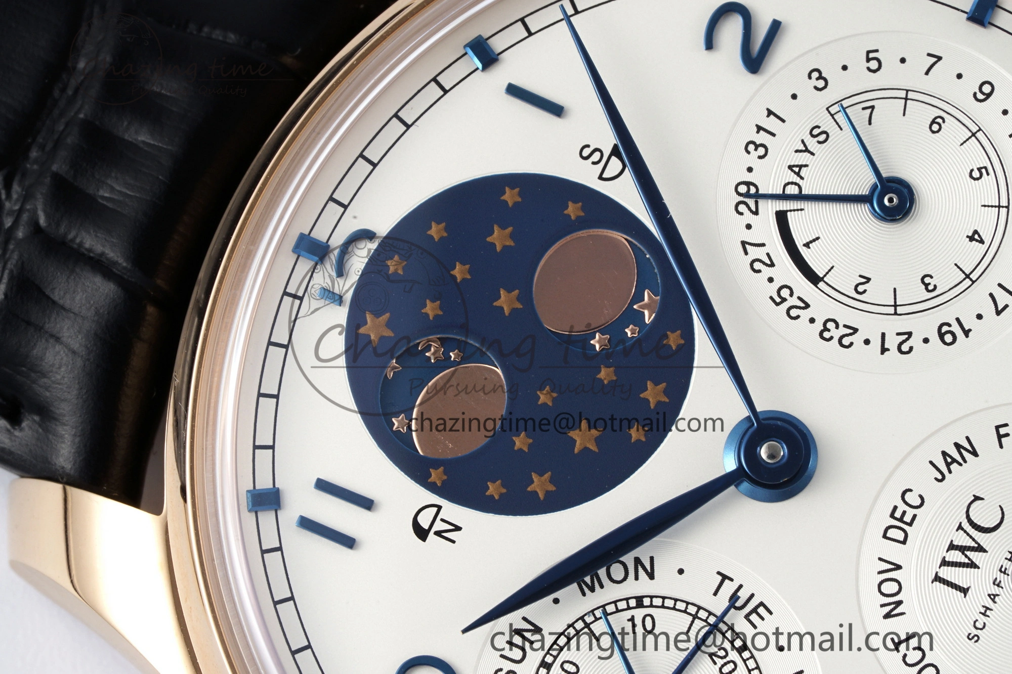 WeatherProof Portugieser Perpetual Calendar RG 5033 APSF 1:1 Best Edition White Dial on Black Leather Strap A52610 Clone 7043