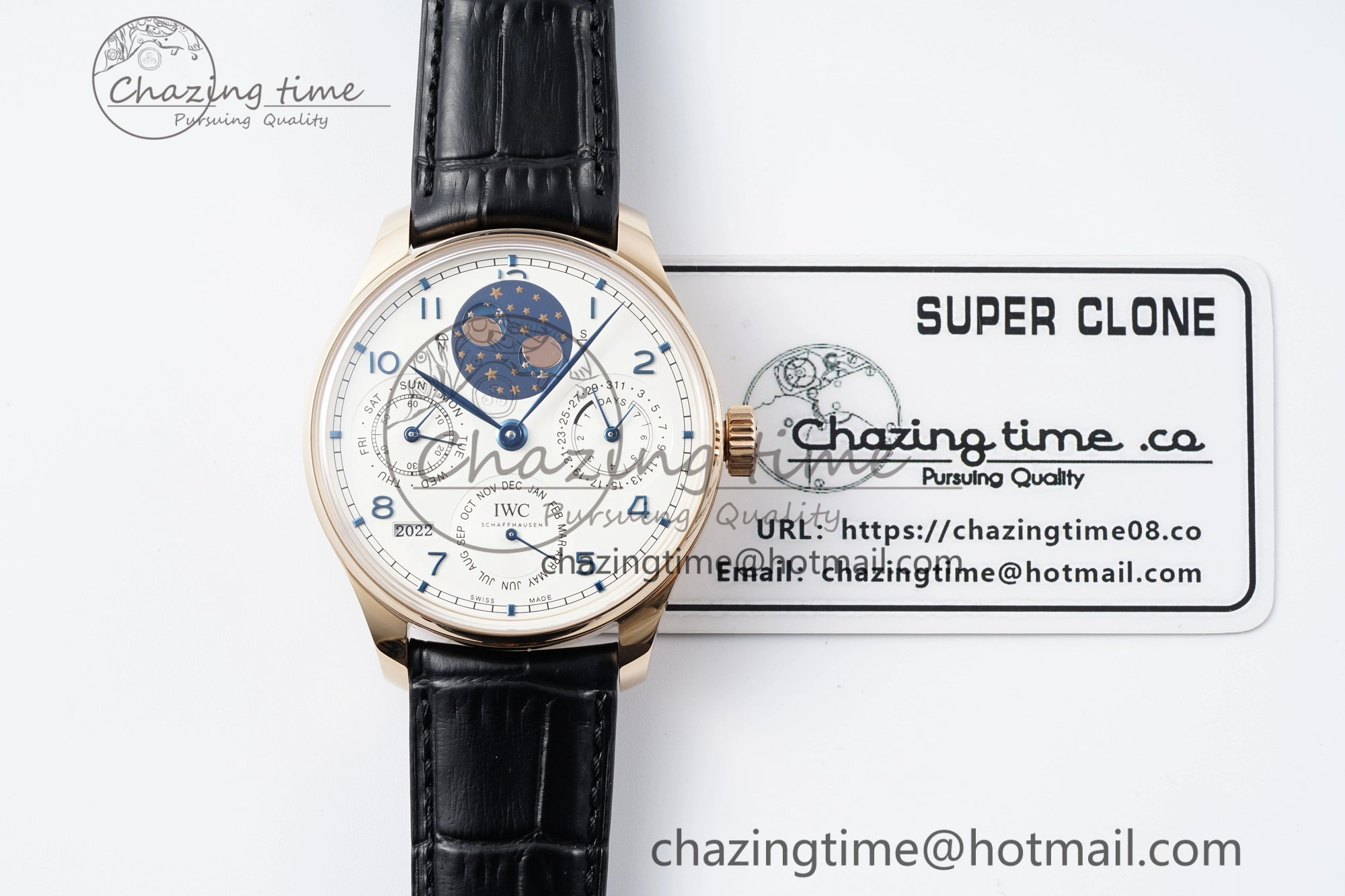 WeatherProof Portugieser Perpetual Calendar RG 5033 APSF 1:1 Best Edition White Dial on Black Leather Strap A52610 Clone 7043