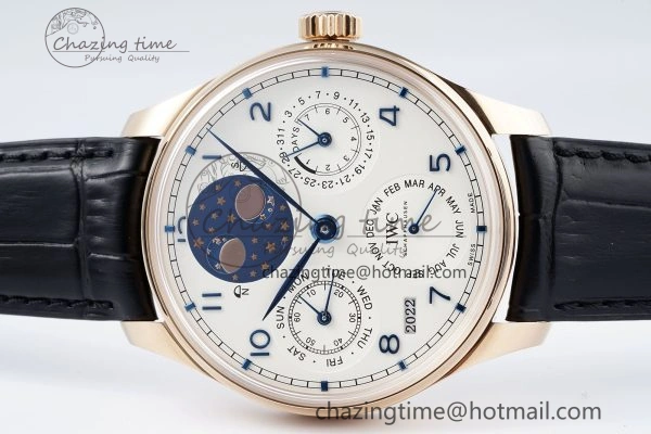 WeatherProof Portugieser Perpetual Calendar RG 5033 APSF 1:1 Best Edition White Dial on Black Leather Strap A52610 Clone 7043