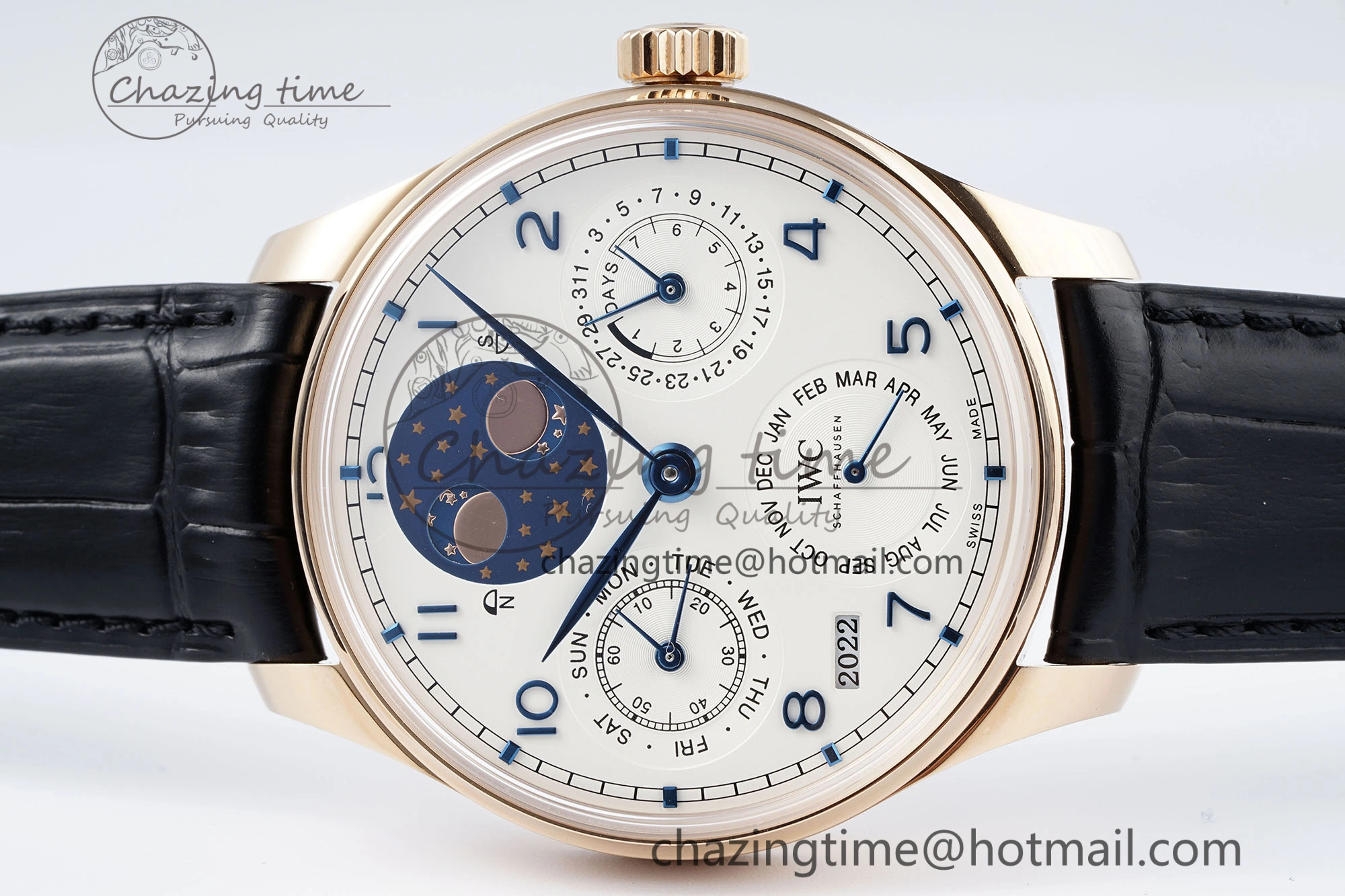 WeatherProof Portugieser Perpetual Calendar RG 5033 APSF 1:1 Best Edition White Dial on Black Leather Strap A52610 Clone 7043