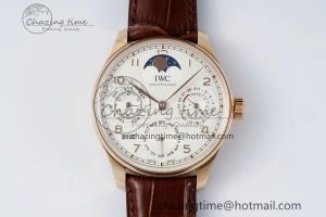 Reliable Portugieser Perpetual Calendar RG 5033 APSF 1:1 Best Edition White Dial on Brown Leather Strap A52610 Clone 7042