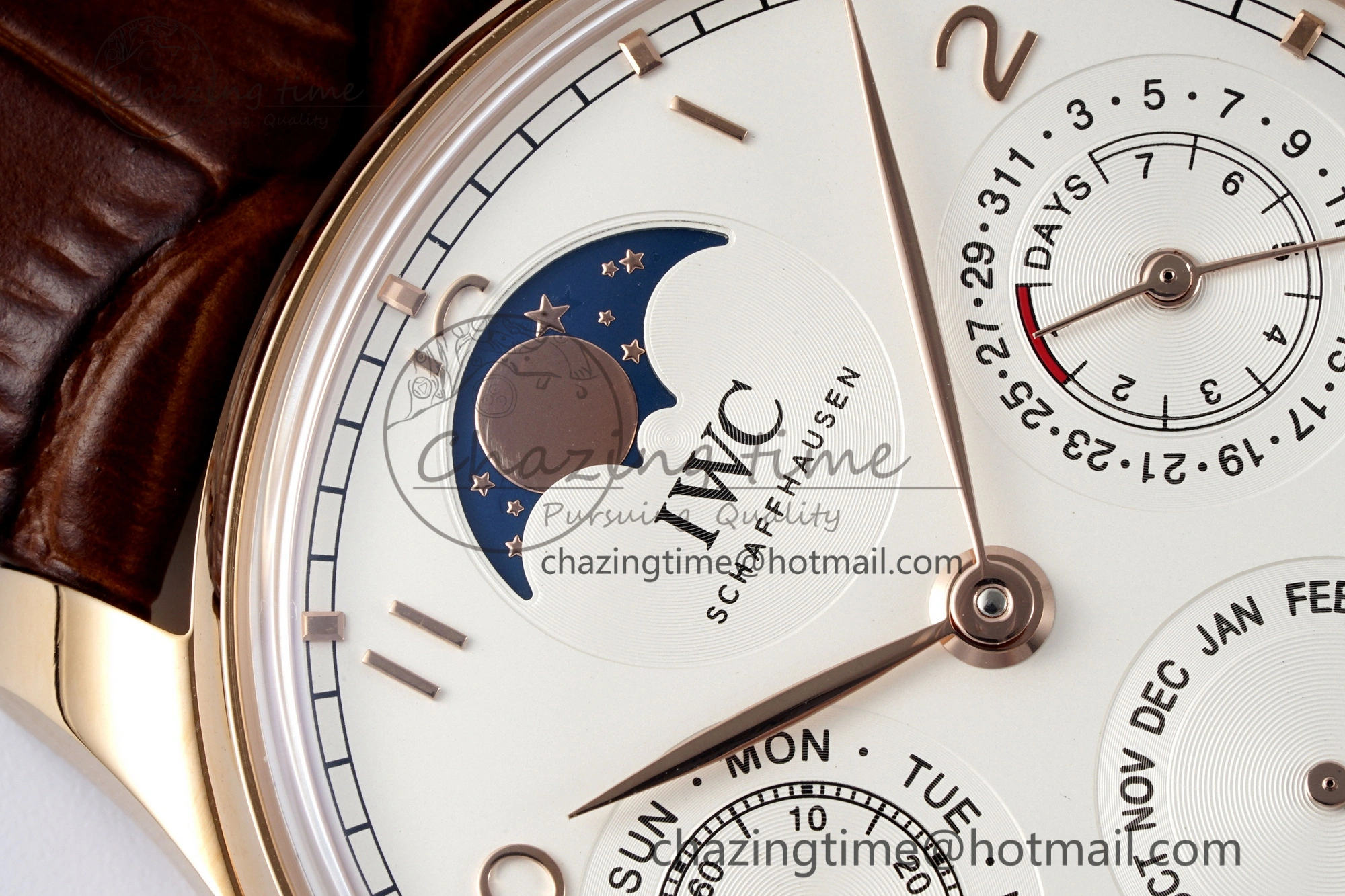 Reliable Portugieser Perpetual Calendar RG 5033 APSF 1:1 Best Edition White Dial on Brown Leather Strap A52610 Clone 7042