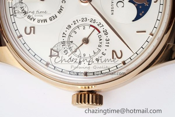 Reliable Portugieser Perpetual Calendar RG 5033 APSF 1:1 Best Edition White Dial on Brown Leather Strap A52610 Clone 7042
