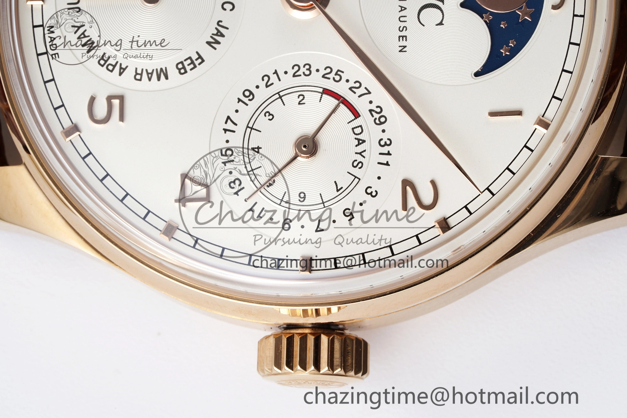 Reliable Portugieser Perpetual Calendar RG 5033 APSF 1:1 Best Edition White Dial on Brown Leather Strap A52610 Clone 7042