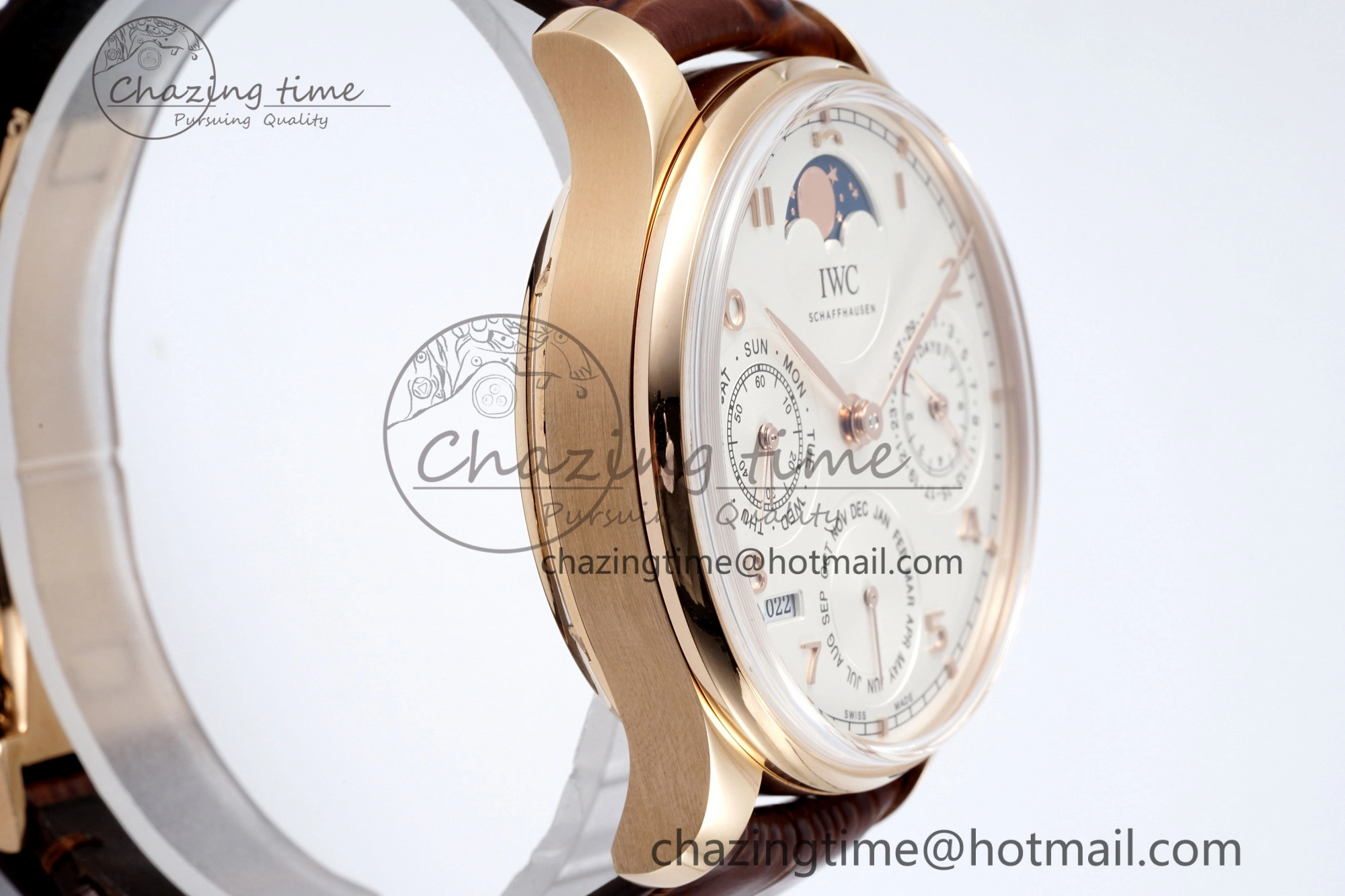 Reliable Portugieser Perpetual Calendar RG 5033 APSF 1:1 Best Edition White Dial on Brown Leather Strap A52610 Clone 7042