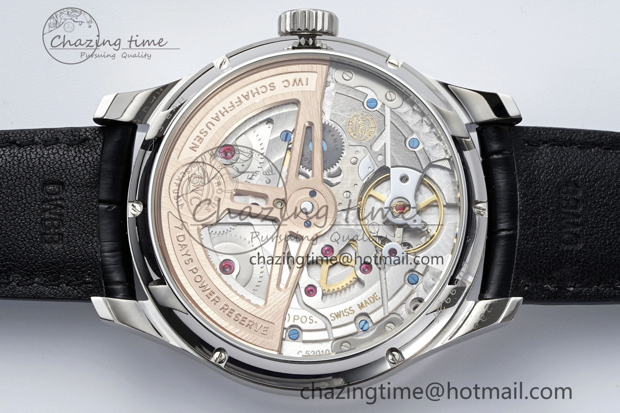 Portugieser Perpetual Calendar SS 5033 APSF 1:1 Best Edition Blue Dial on Black Leather Strap A52610 Clone TravelReady 7041