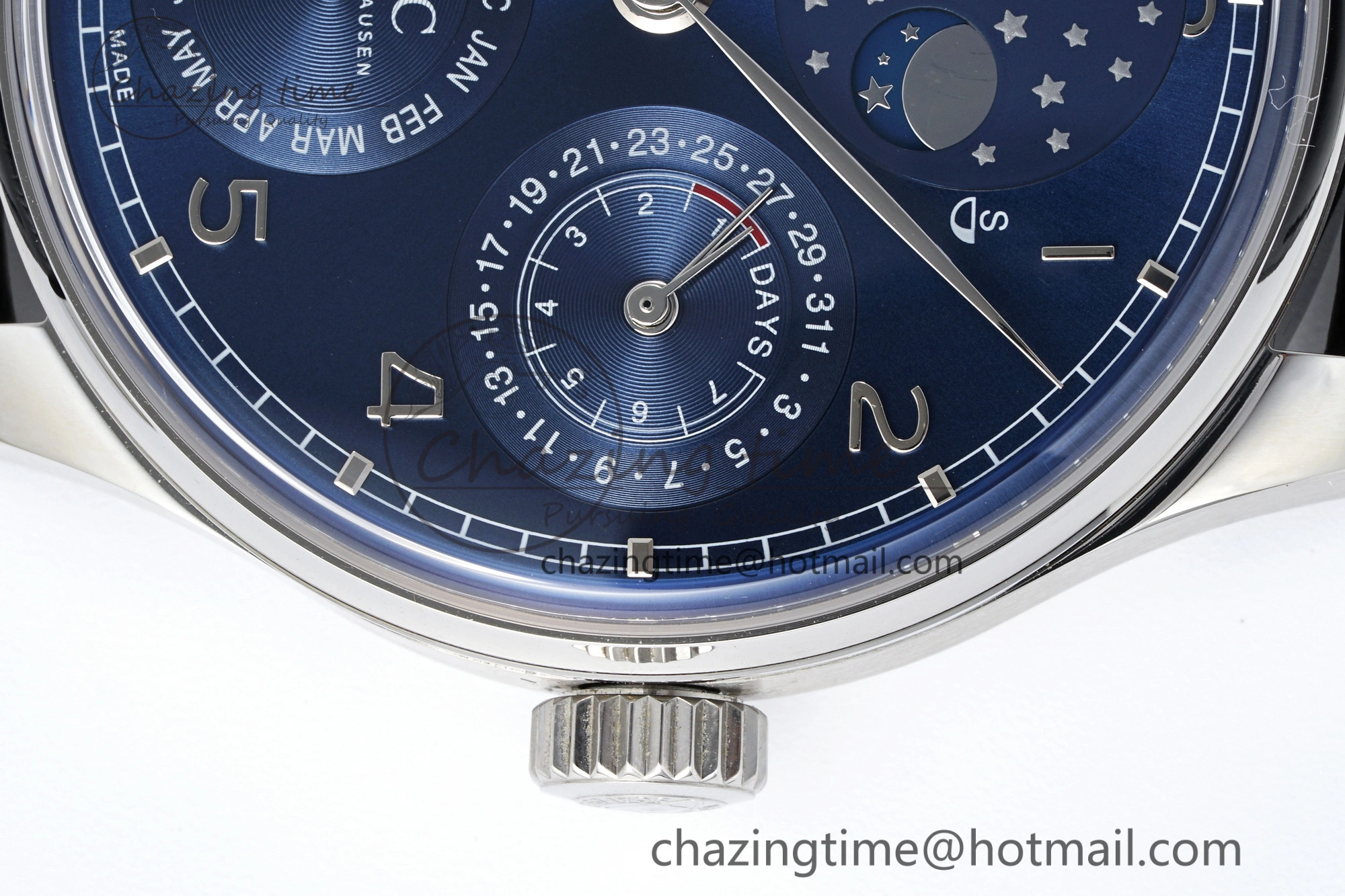 Portugieser Perpetual Calendar SS 5033 APSF 1:1 Best Edition Blue Dial on Black Leather Strap A52610 Clone TravelReady 7041