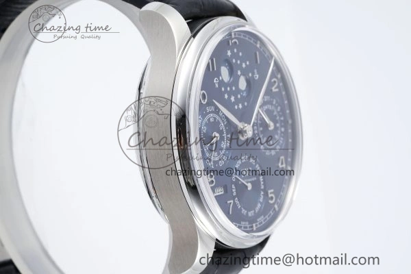 Portugieser Perpetual Calendar SS 5033 APSF 1:1 Best Edition Blue Dial on Black Leather Strap A52610 Clone TravelReady 7041