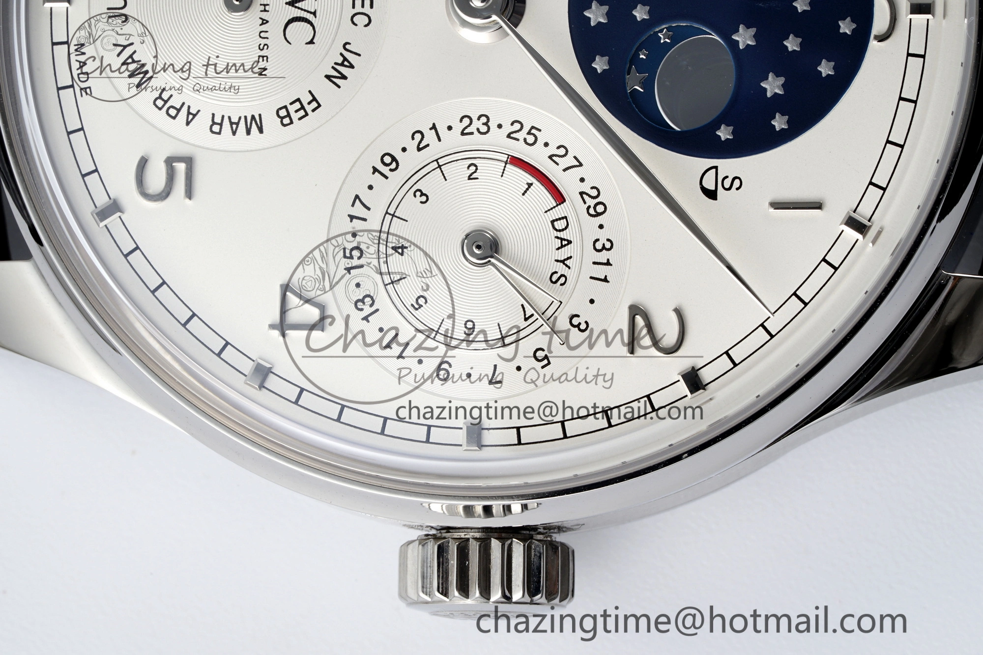 Portugieser Perpetual Calendar SS 5033 APSF 1:1 Best Edition White Dial on Black Leather Strap A52610 Clone Compact 7040