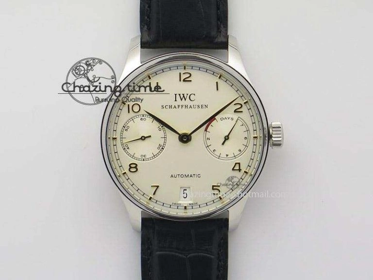 EasyCare Portuguese 40mm Chrono RG Gray Dial Sliver Subdial on Leather Strap A 7392