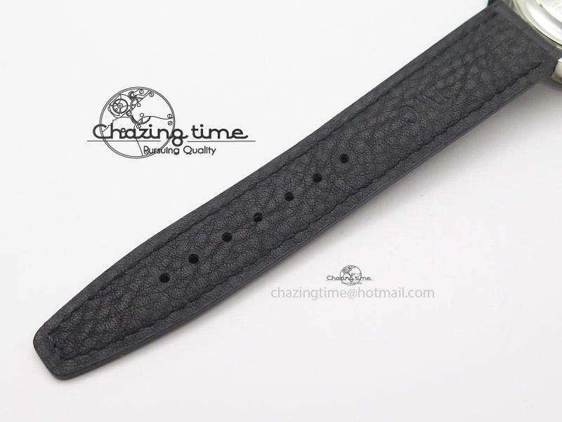 Neat Portuguese 40mm Chrono SS Black Dial On Black Leather Strap A 7382