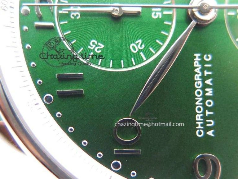 Portuguese 40mm Chrono SS Green Dial On Green Leather Strap A StreetReady 7380
