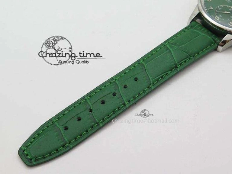 Portuguese 40mm Chrono SS Green Dial On Green Leather Strap A StreetReady 7380